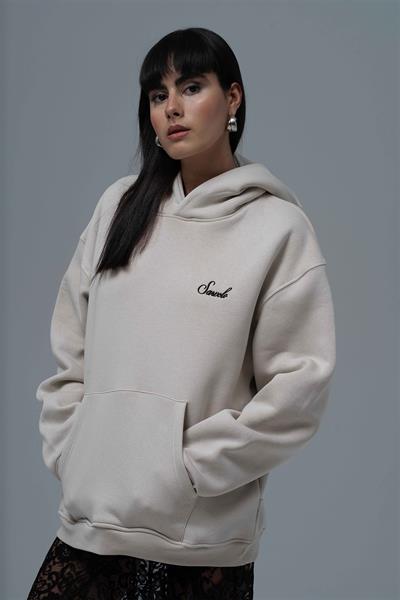 Loneliness Is a Choice Oversize Sweatshirt Kadın Stone