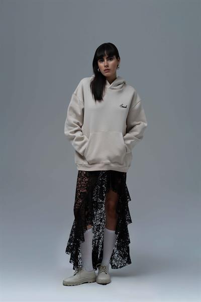 Loneliness Is a Choice Oversize Sweatshirt Kadın Stone