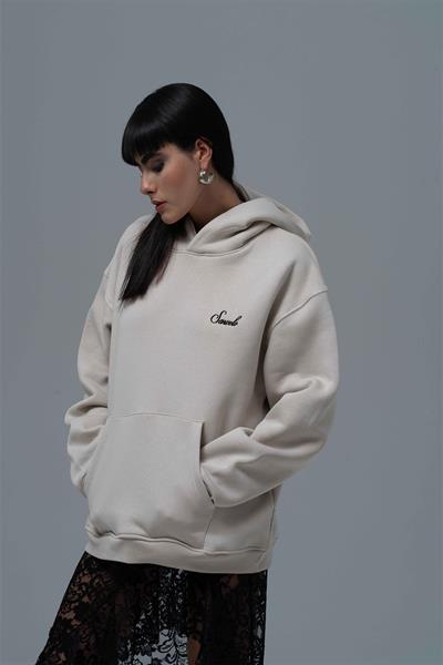 Loneliness Is a Choice Oversize Sweatshirt Kadın Stone