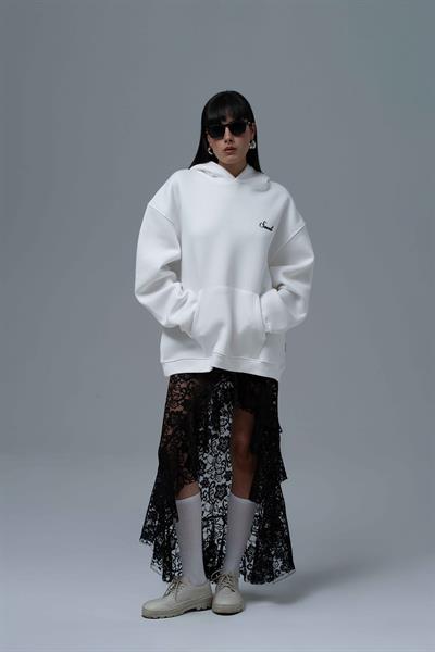 Loneliness Is a Choice Oversize Sweatshirt Kadın Ekru