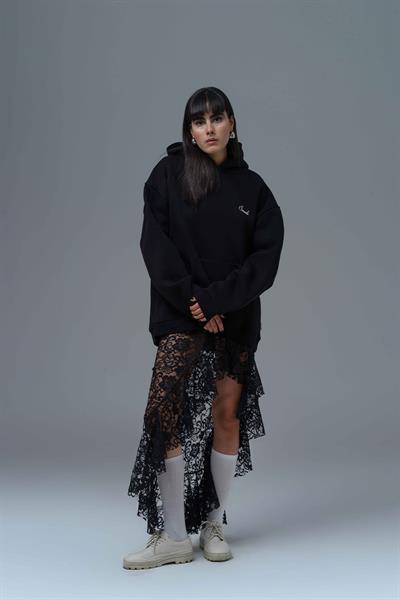 Loneliness Is a Choice Oversize Sweatshirt Kadın Siyah
