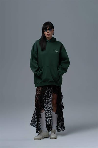 Loneliness Is a Choice Oversize Sweatshirt Kadın Yeşil