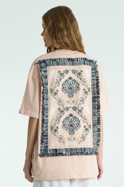 Loom Oversize Kadın Tişört Pembe