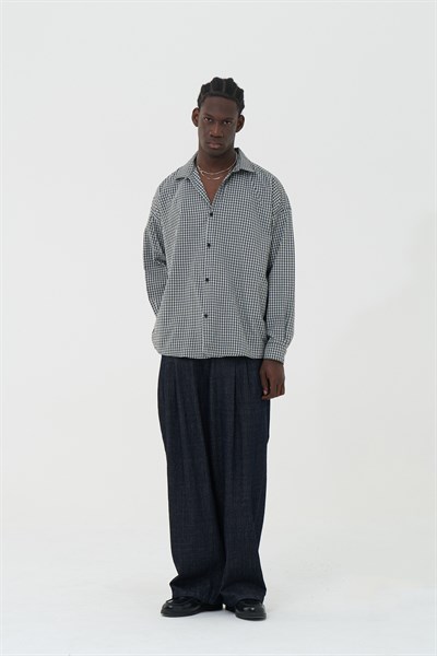 Madras Check Oversize Erkek Gömlek Haki