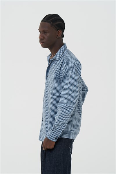 Madras Check Oversize Erkek Gömlek İndigo
