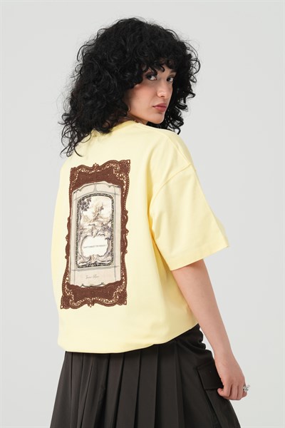 Magic Frame Oversize Kadın Tişört Sarı