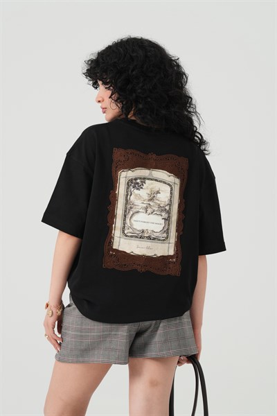 Magic Frame Oversize Kadın Tişört Siyah