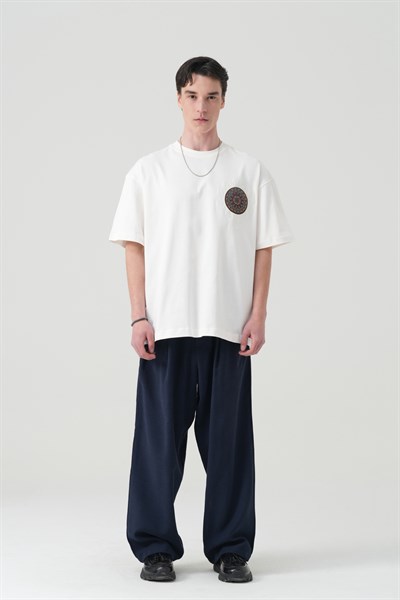 Mandala Aura Oversize Erkek Tişört Ekru