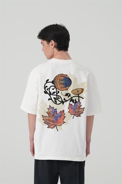 Maple Dream Oversize Erkek Tişört Ekru