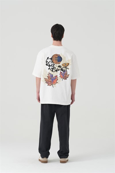 Maple Dream Oversize Erkek Tişört Ekru