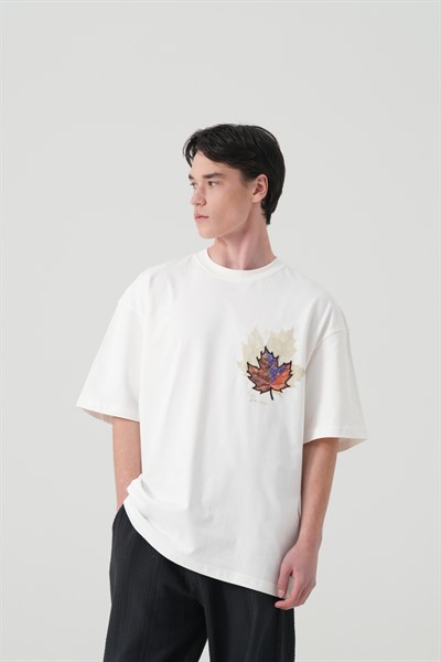 Maple Dream Oversize Erkek Tişört Ekru
