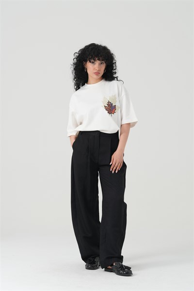 Maple Dream Oversize Kadın Tişört Ekru
