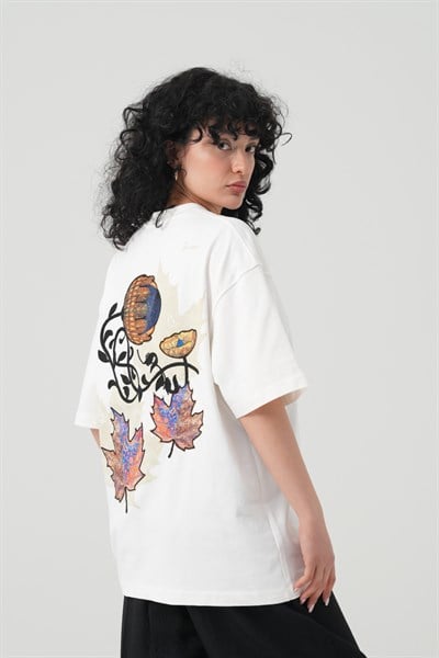 Maple Dream Oversize Kadın Tişört Ekru