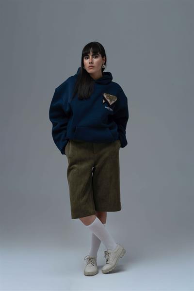 Memories Never Die Oversize Sweatshirt Kadın İndigo