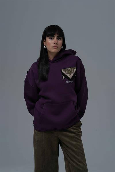 Memories Never Die Oversize Sweatshirt Kadın Mor