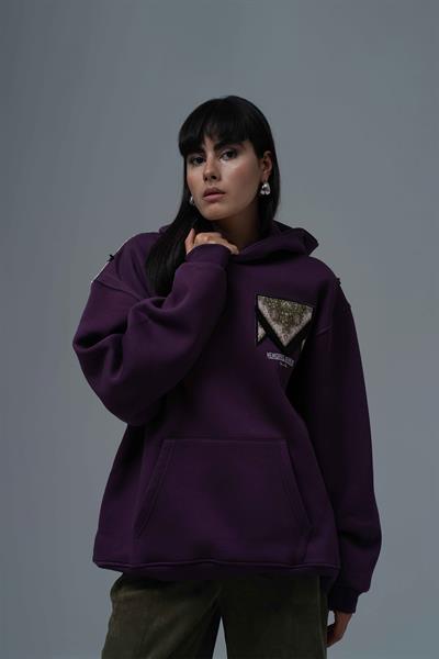 Memories Never Die Oversize Sweatshirt Kadın Mor