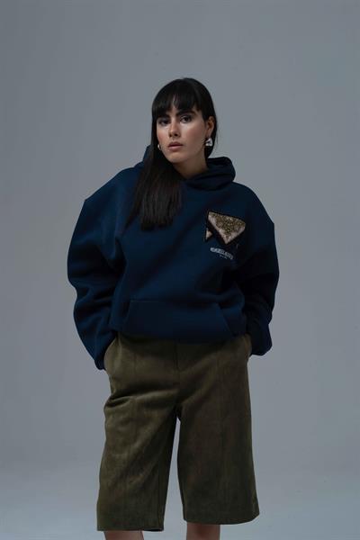 Memories Never Die Oversize Sweatshirt Kadın İndigo