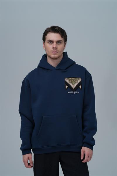 Memories Never Die Oversize Sweatshirt Erkek İndigo