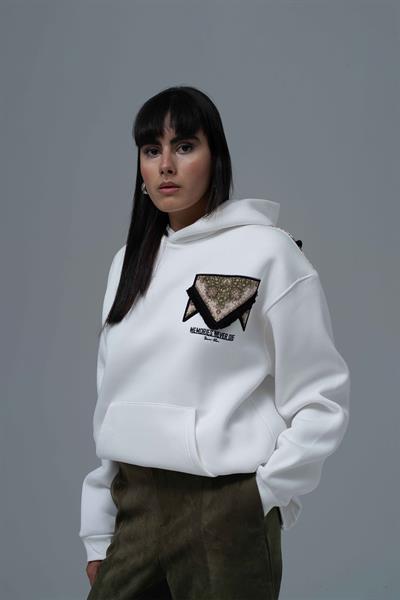 Memories Never Die Oversize Sweatshirt Kadın Ekru