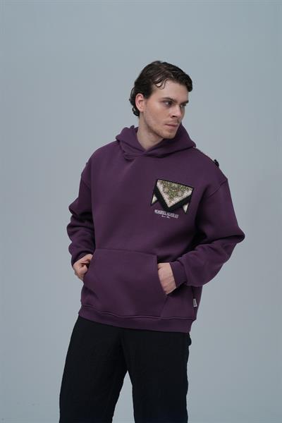 Memories Never Die Oversize Sweatshirt Erkek Mor