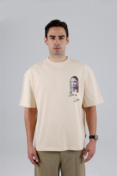 Mona Lisa Shooting Oversize Sweatshirt Erkek Stone