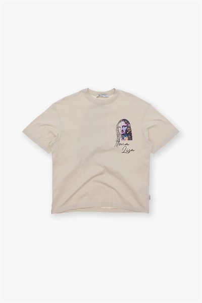 Mona Lisa Shooting Oversize Sweatshirt Erkek Stone