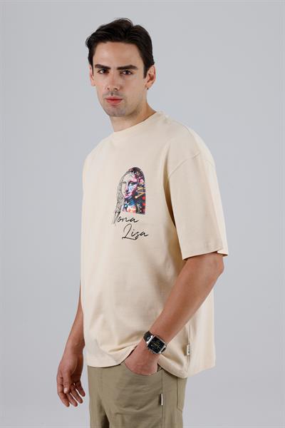 Mona Lisa Shooting Oversize Sweatshirt Erkek Stone