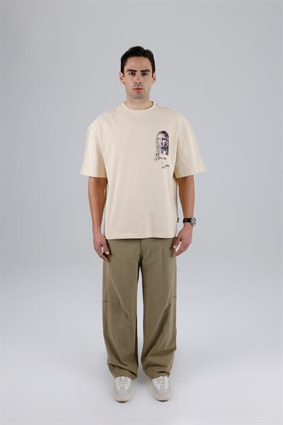 Mona Lisa Shooting Oversize Sweatshirt Erkek Stone