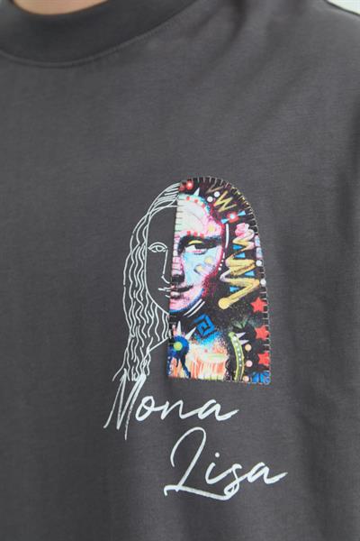 Mona Lisa Shooting Oversize Tişört Erkek Füme