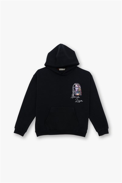 Mona Lisa Shooting Star Oversize Sweatshirt Kadın Siyah