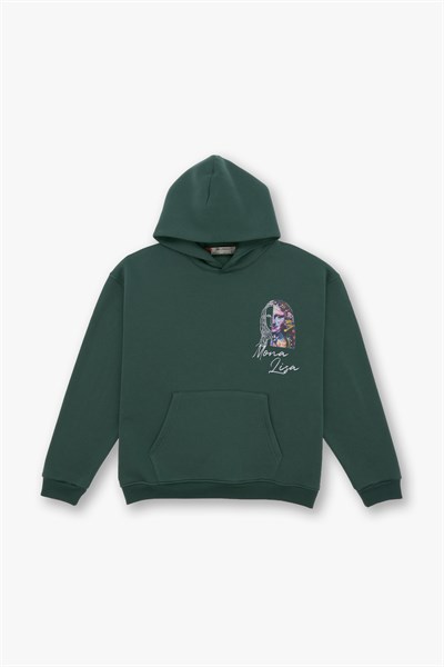 Mona Lisa Shooting Star Oversize Sweatshirt Kadın Yeşil