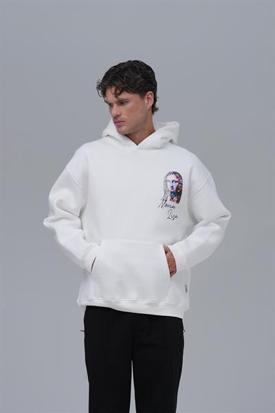 Mona Lisa Shooting Star Oversize Sweatshirt Erkek Ekru