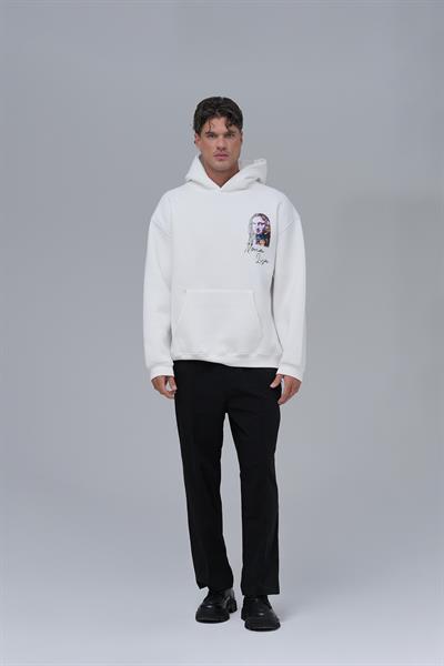 Mona Lisa Shooting Star Oversize Sweatshirt Erkek Ekru