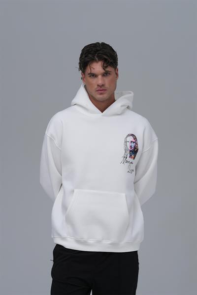 Mona Lisa Shooting Star Oversize Sweatshirt Erkek Ekru