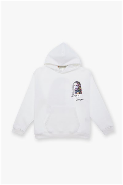 Mona Lisa Shooting Star Oversize Sweatshirt Kadın Ekru