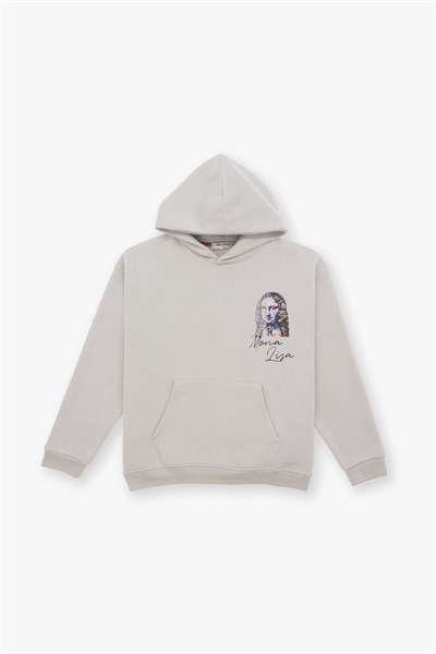 Mona Lisa Shooting Star Oversize Sweatshirt Erkek Stone