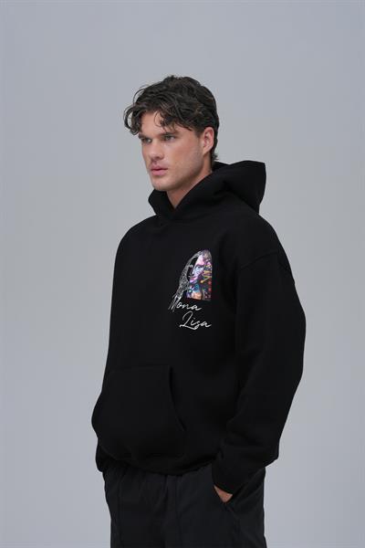 Mona Lisa Shooting Star Oversize Sweatshirt Erkek Siyah