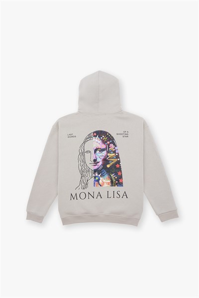 Mona Lisa Shooting Star Oversize Sweatshirt Kadın Stone