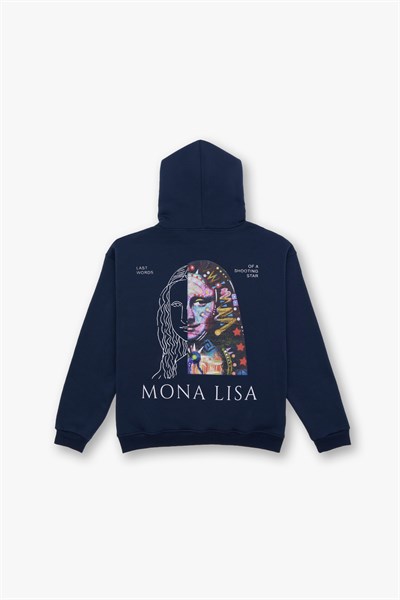 Mona Lisa Shooting Star Oversize Sweatshirt Erkek İndigo
