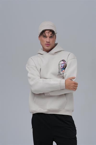 Mona Lisa Shooting Star Oversize Sweatshirt Erkek Stone
