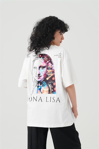 Mona Vision Oversize Kadın Tişört Ekru