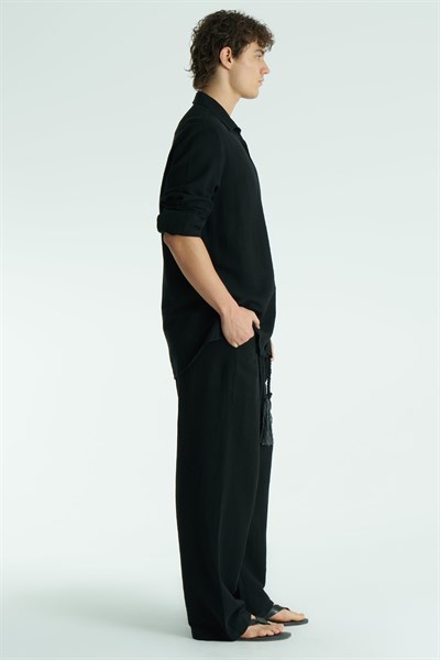 Mono Regular Fit Erkek Gömlek Siyah