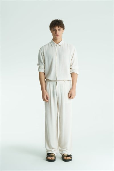Mono Relaxed Fit Erkek Pantolon Ekru