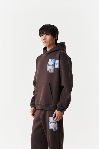 Mosaic Archive Oversize Erkek Sweatshirt Kahverengi