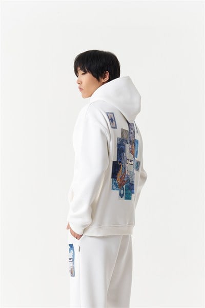 Mosaic Archive Oversize Erkek Sweatshirt Ekru