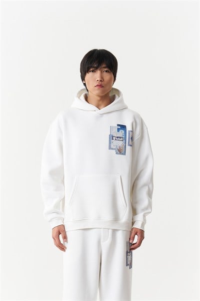 Mosaic Archive Oversize Erkek Sweatshirt Ekru