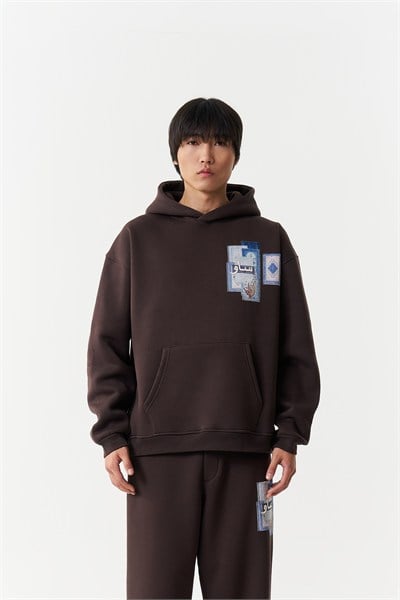Mosaic Archive Oversize Erkek Sweatshirt Kahverengi