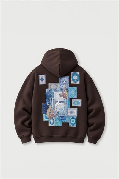 Mosaic Archive Oversize Erkek Sweatshirt Kahverengi