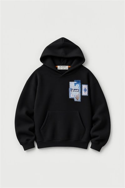 Mosaic Archive Oversize Erkek Sweatshirt Siyah