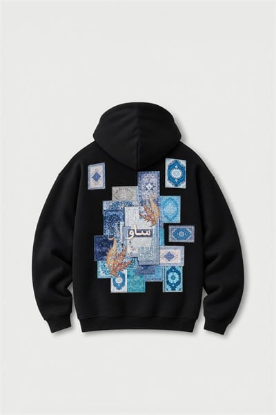 Mosaic Archive Oversize Erkek Sweatshirt Siyah